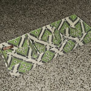 Raymond Waites Green White and Gray Patterned Ikat Boho Home Accent Tray